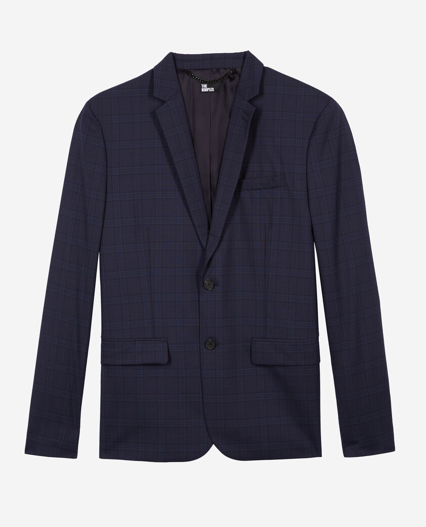 The Kooples HERREN NAVY marineblaues anzugsakko aus wolle mit prince-of-wales-motiv