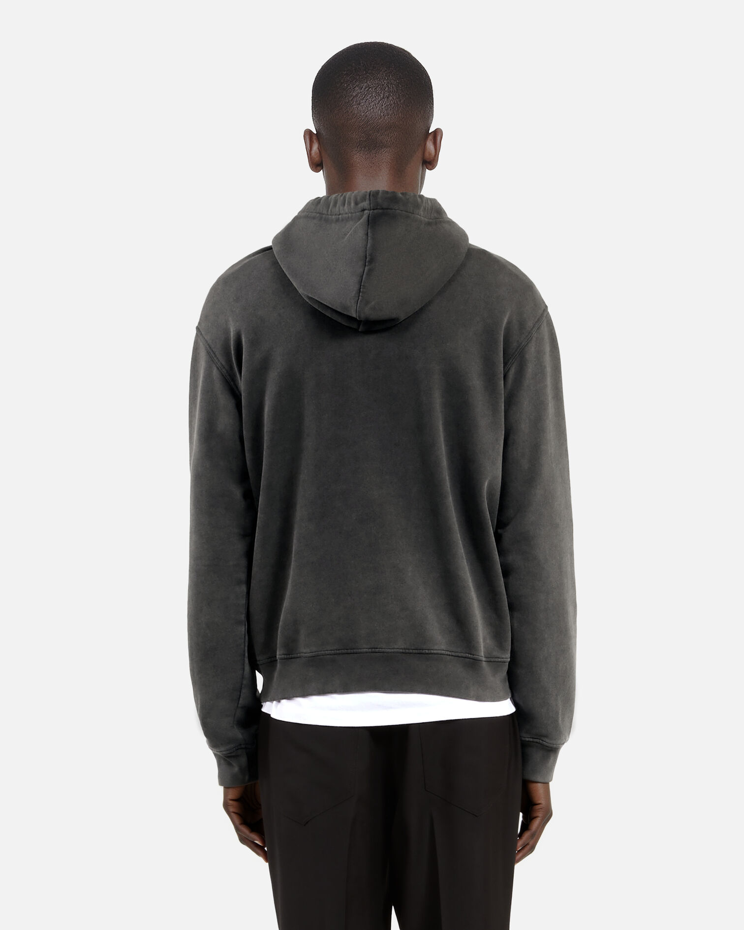 Sweatshirt à capuche et sérigraphie noir, BLACK WASHED, hi-res image number null
