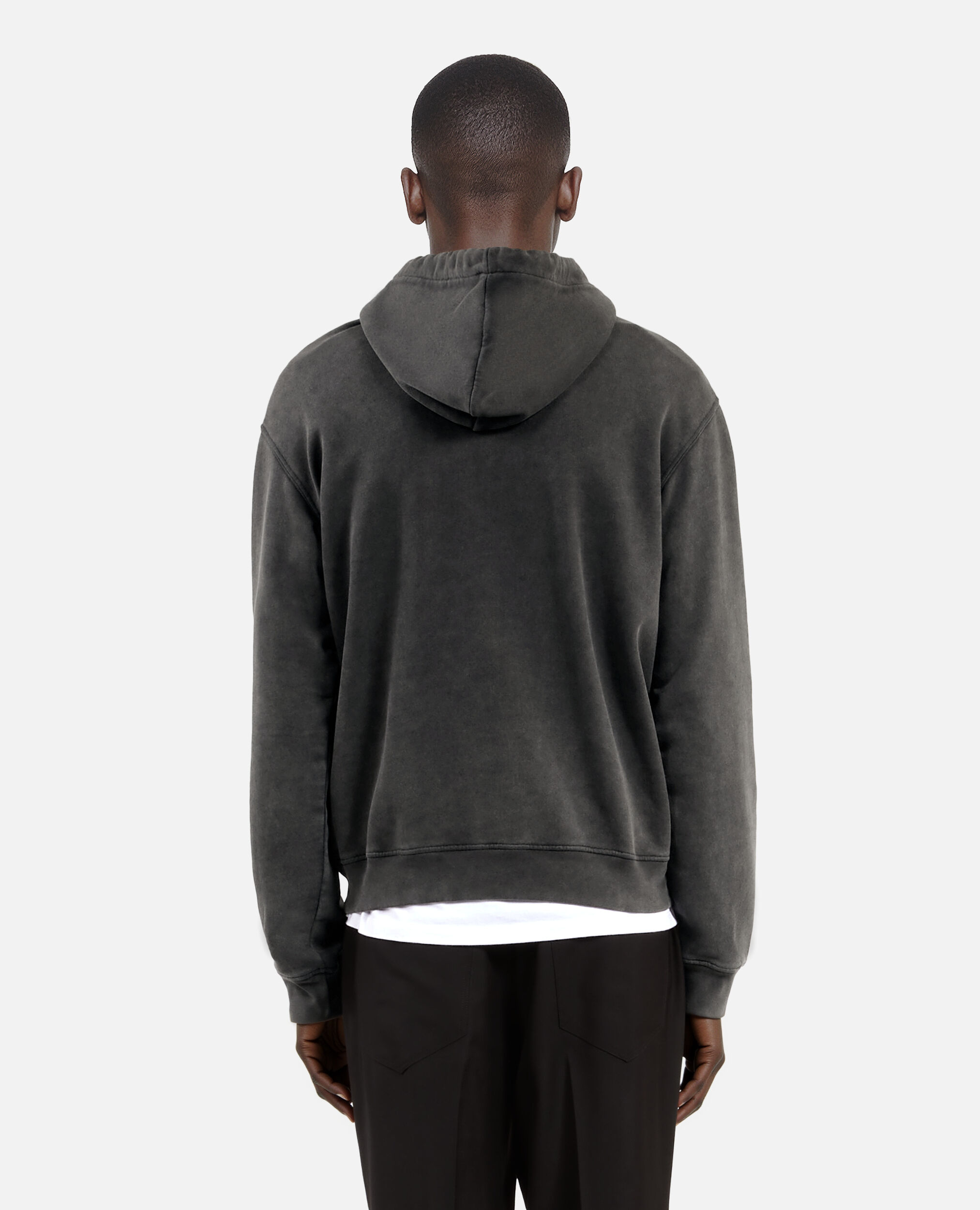 Black screen print hooded sweatshirt, BLACK WASHED, hi-res image number null