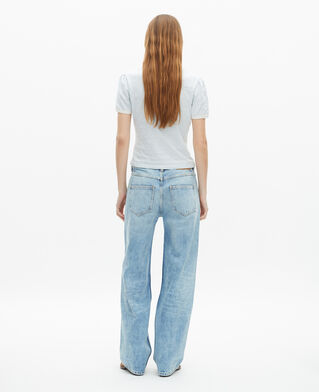 The Kooples WOMEN BABY BLUE wide jeans with light blue rhinestones