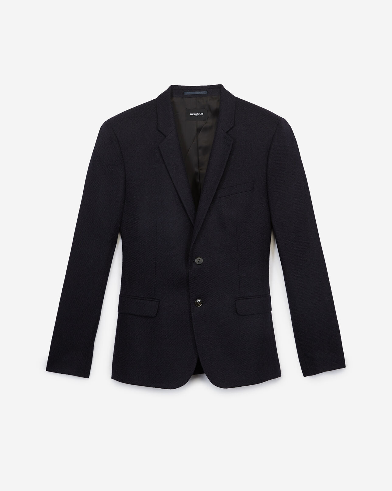 The Kooples HOMME DARK NAVY veste laine navy à coudières en cuir