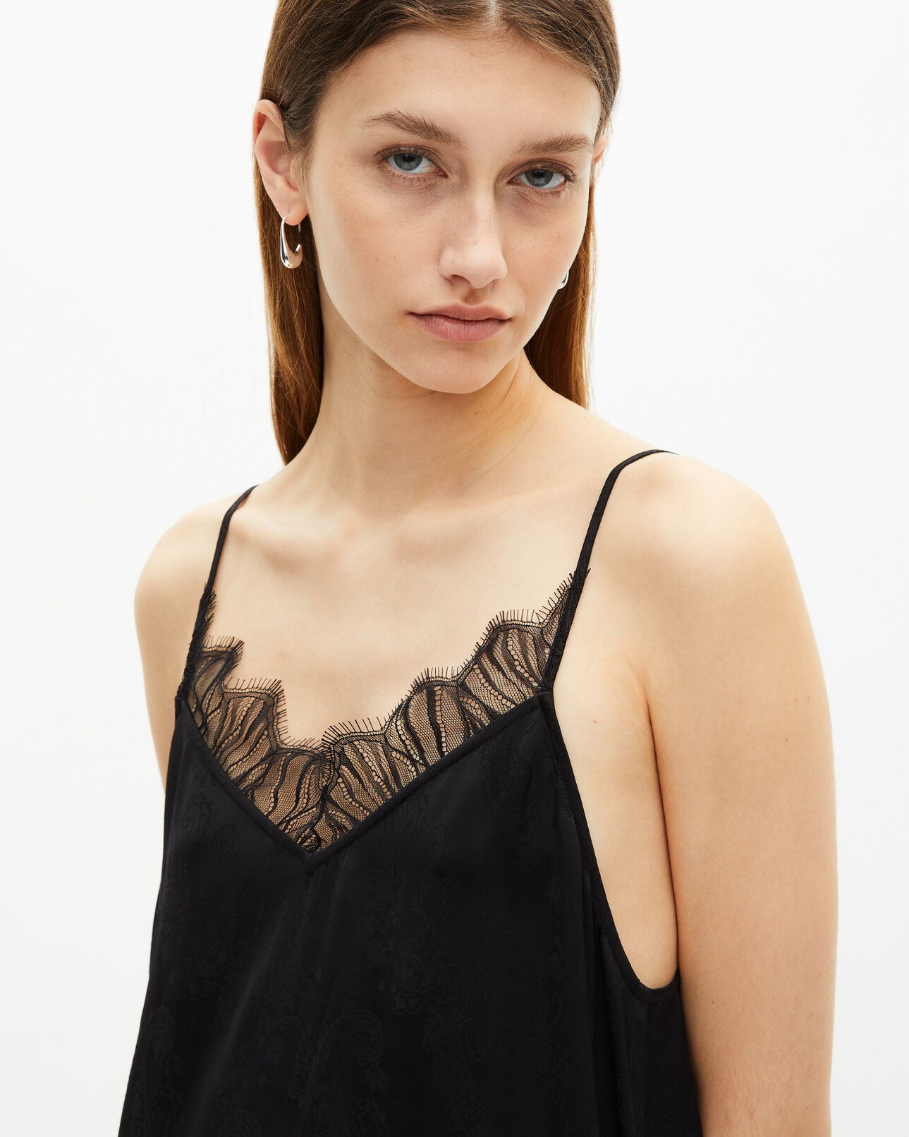 The Kooples FEMME BLACK robe nuisette longue jacquard noire