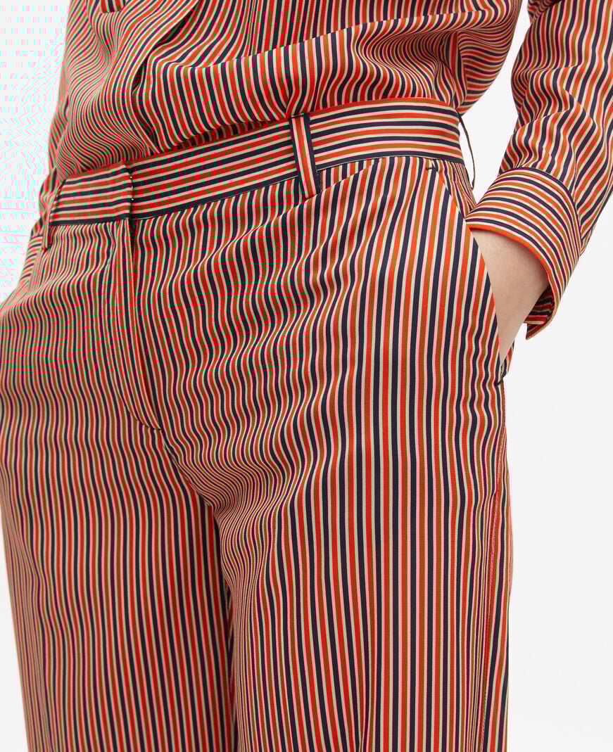 The Kooples F DARK NAVY / FIRE RED wide-leg pants with red and blue stripes