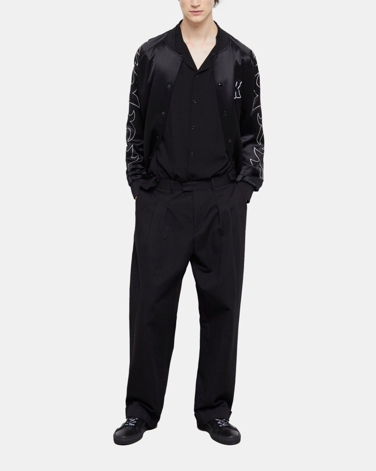 The Kooples HOMME BLACK blouson teddy noir avec broderies western