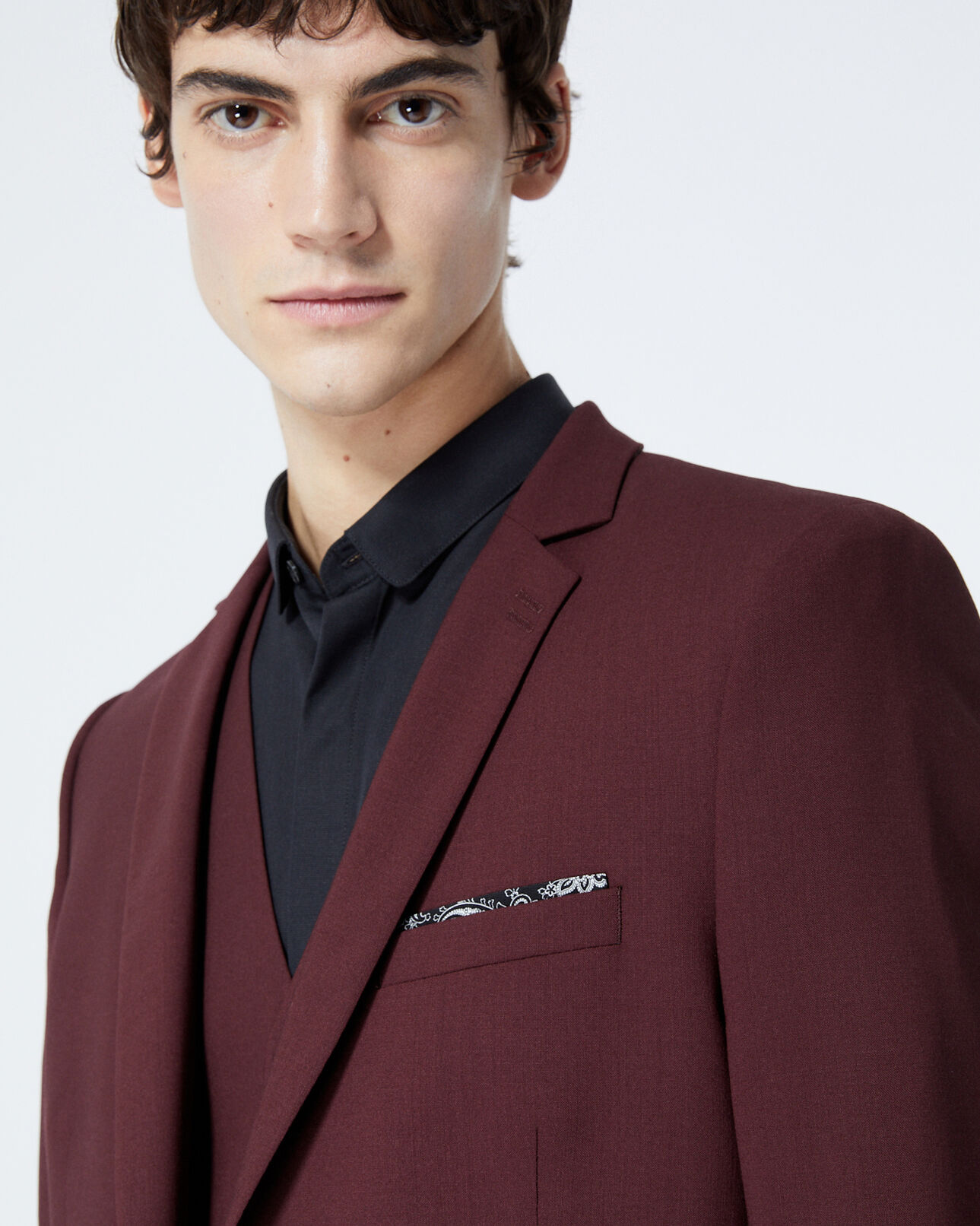 The Kooples MEN BURGUNDY buttoned burgundy formal jacket