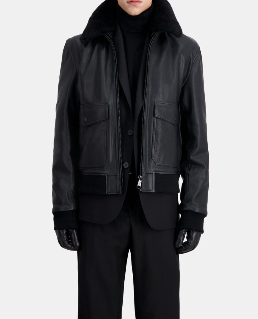 The Kooples HERREN BLACK schwarze bomberjacke aus leder