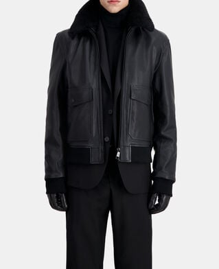 The Kooples HERREN BLACK schwarze bomberjacke aus leder