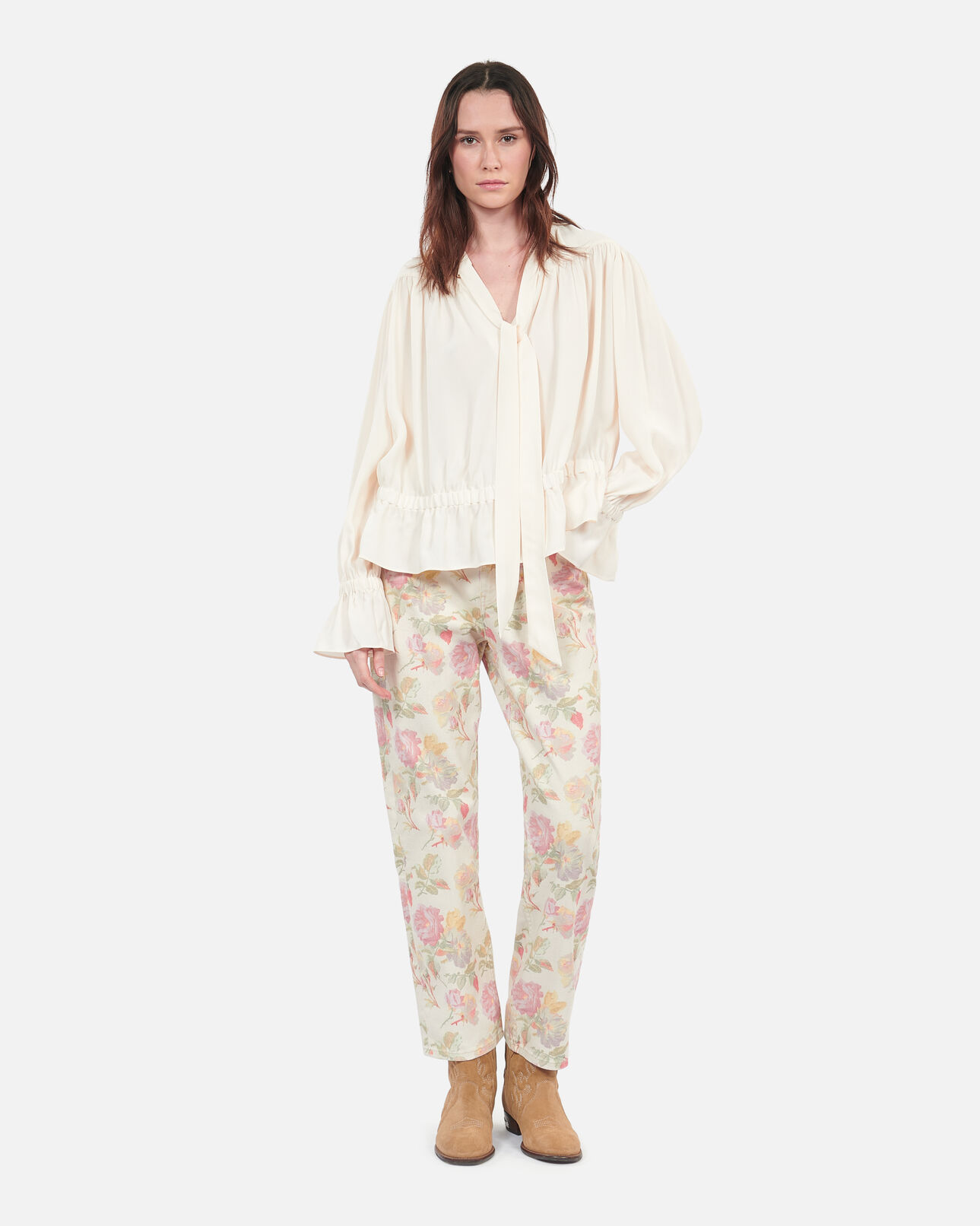 The Kooples MUJER BROWN botines western ante beige