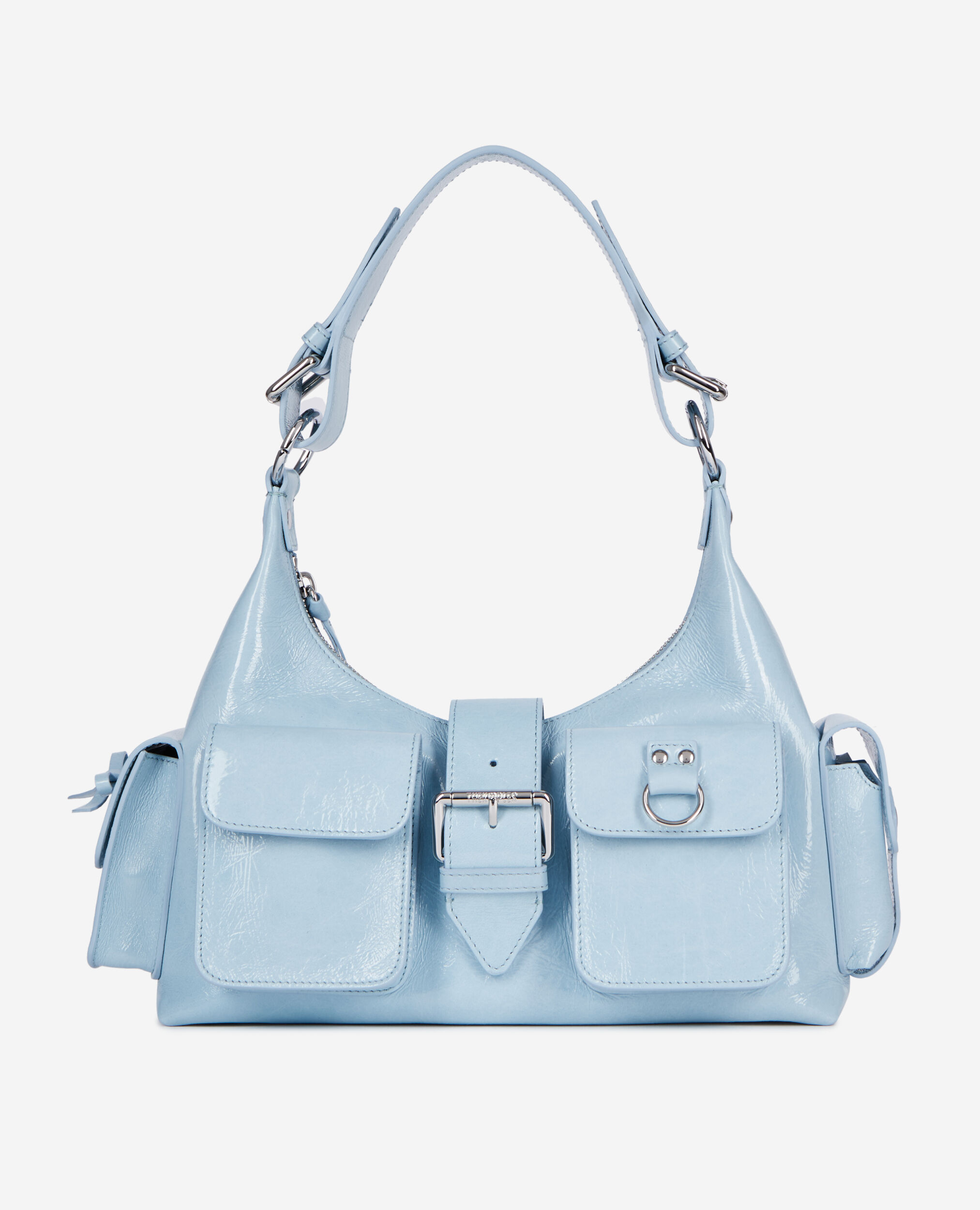 Light blue leather handbag on sale