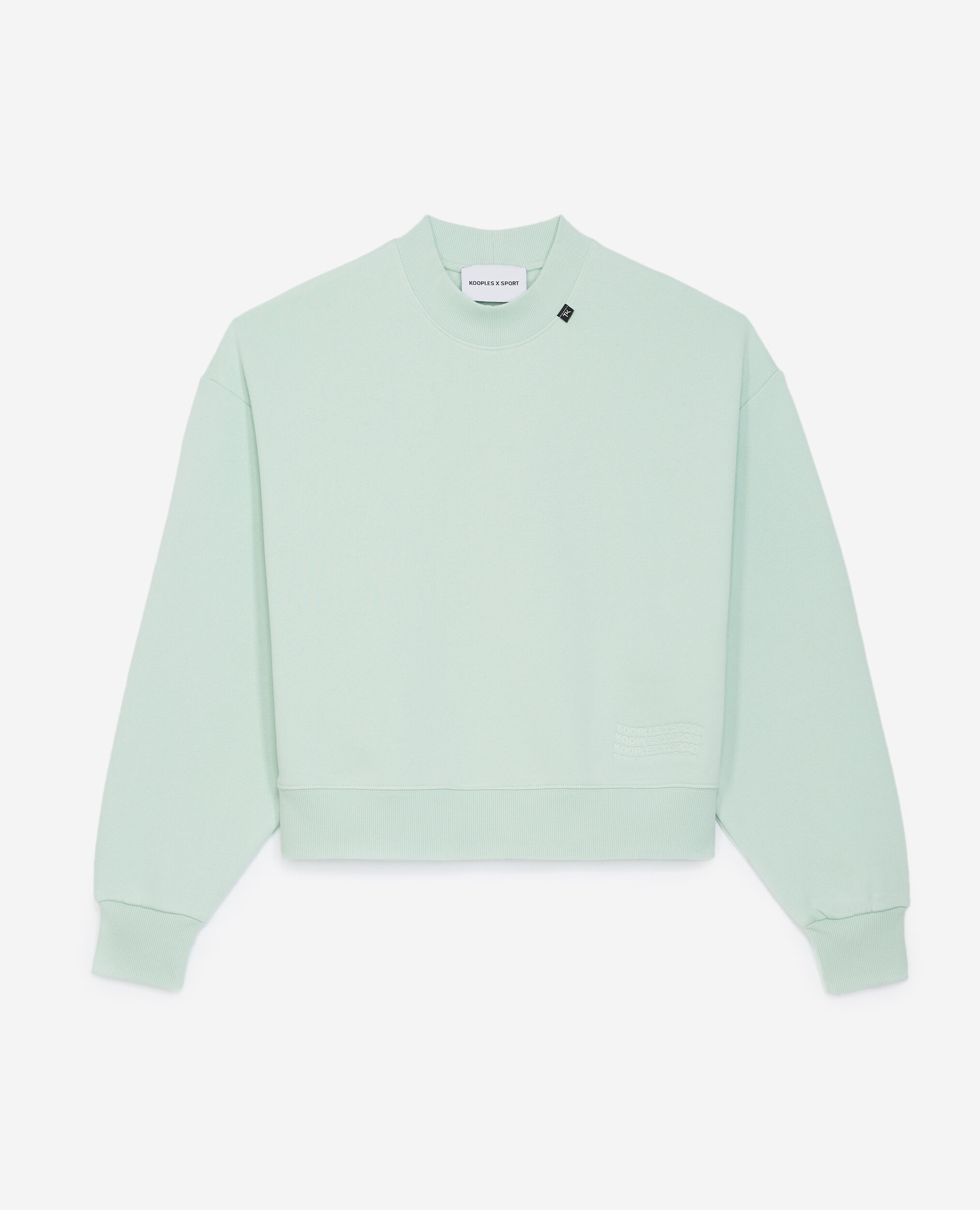 Sweatshirt vert à logo vague embossé, MINT, hi-res image number null