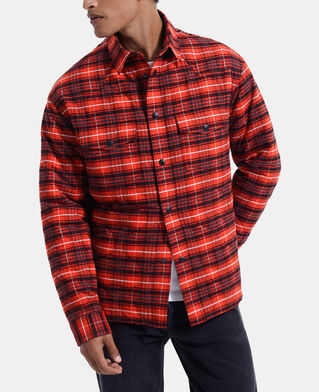 The Kooples MEN RED / BLACK red quilted cotton jacket with buttons