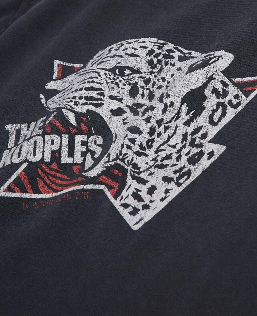 The Kooples HOMME BLACK WASHED t-shirt homme sérigraphié tigre