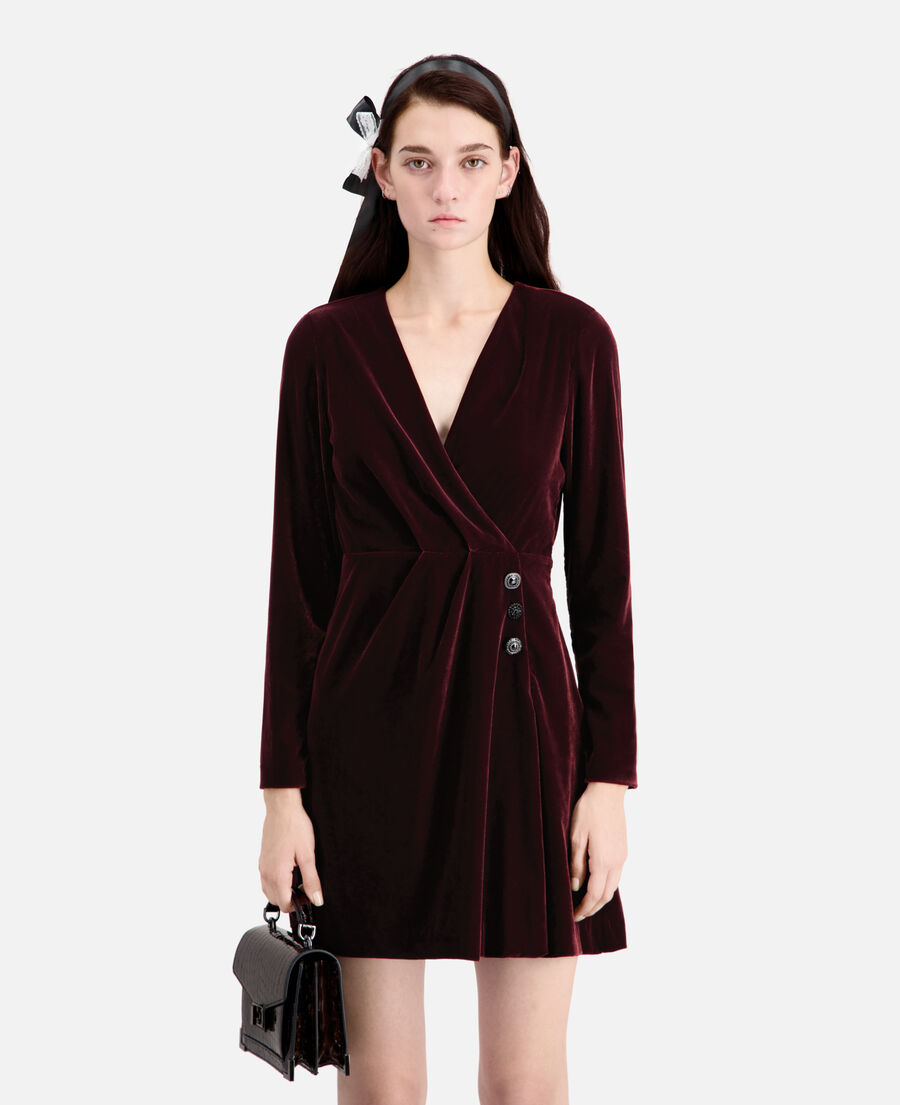 short burgundy velvet dress