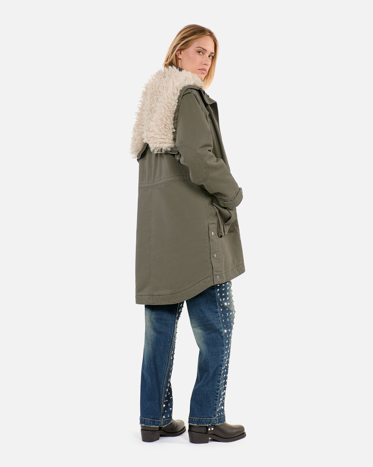 The Kooples FEMME OLIVE NIGHT parka à capuche kaki