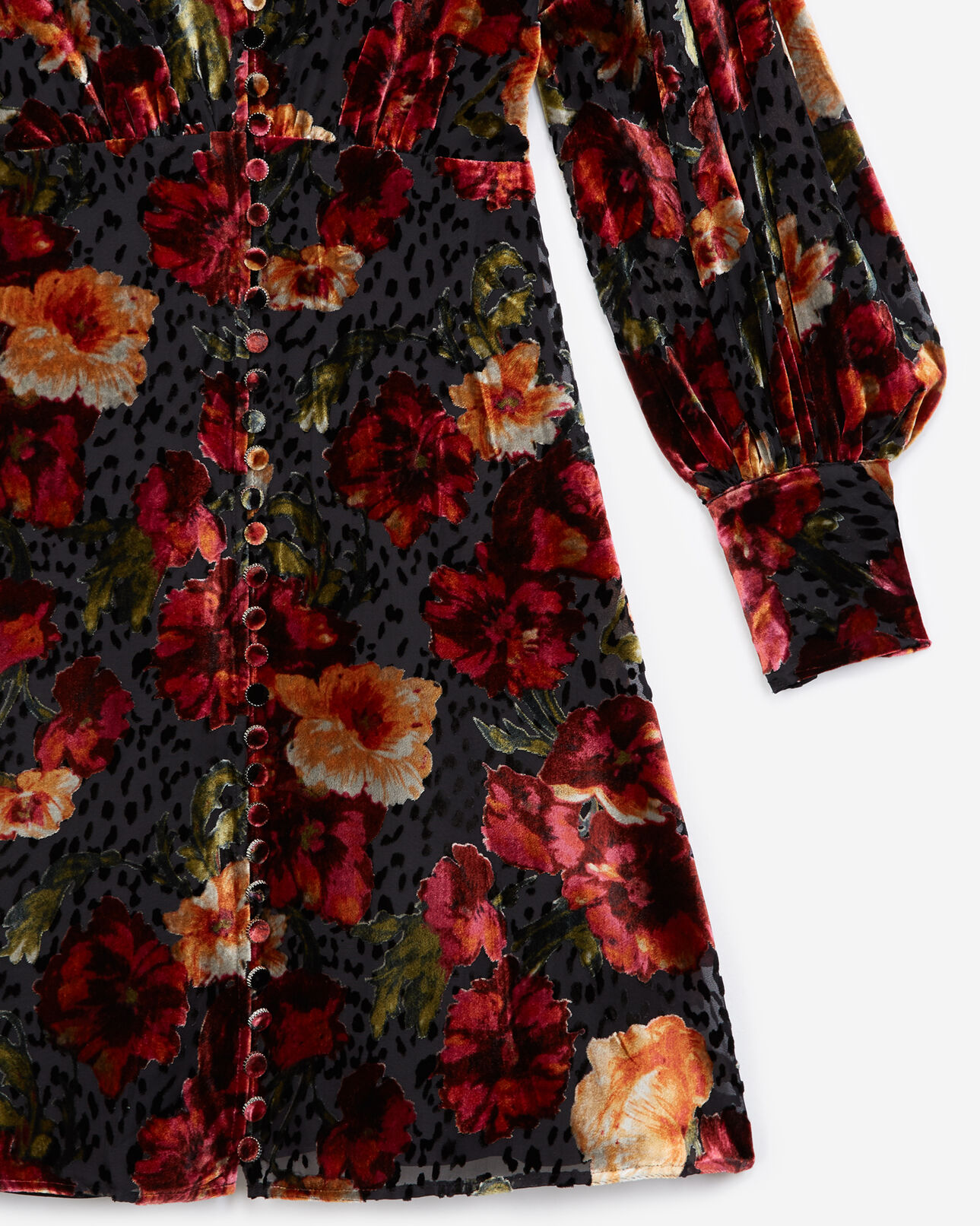 The Kooples FEMME MULTICOLOR robe courte velours imprimé fleurs