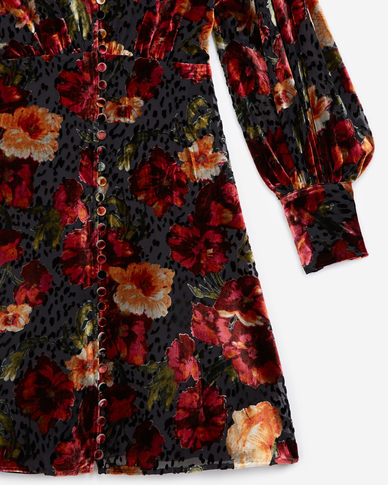 Robe courte velours imprimé fleurs, MULTICOLOR, hi-res image number null