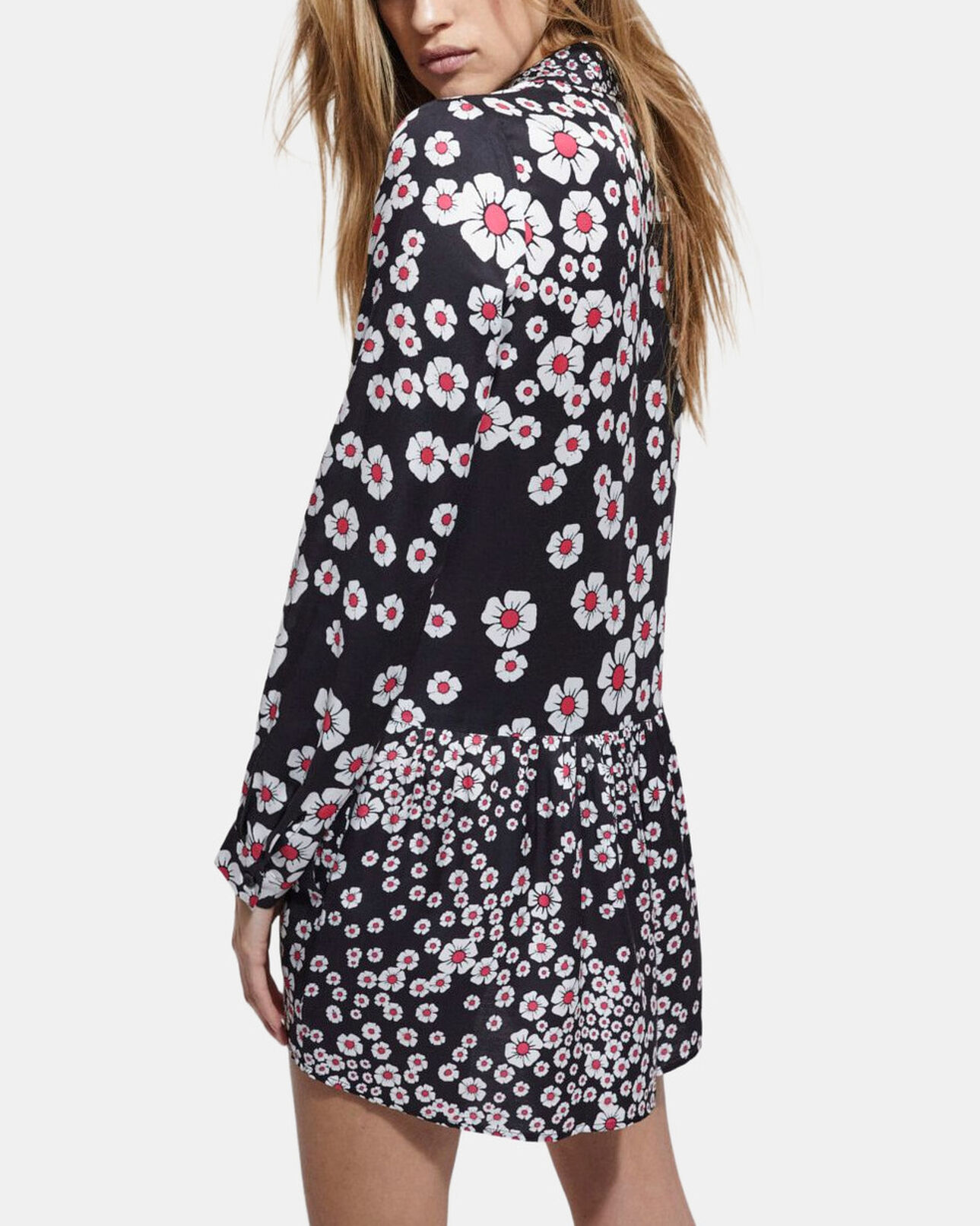 The Kooples WOMEN BLACK / PINK floral shirt dress