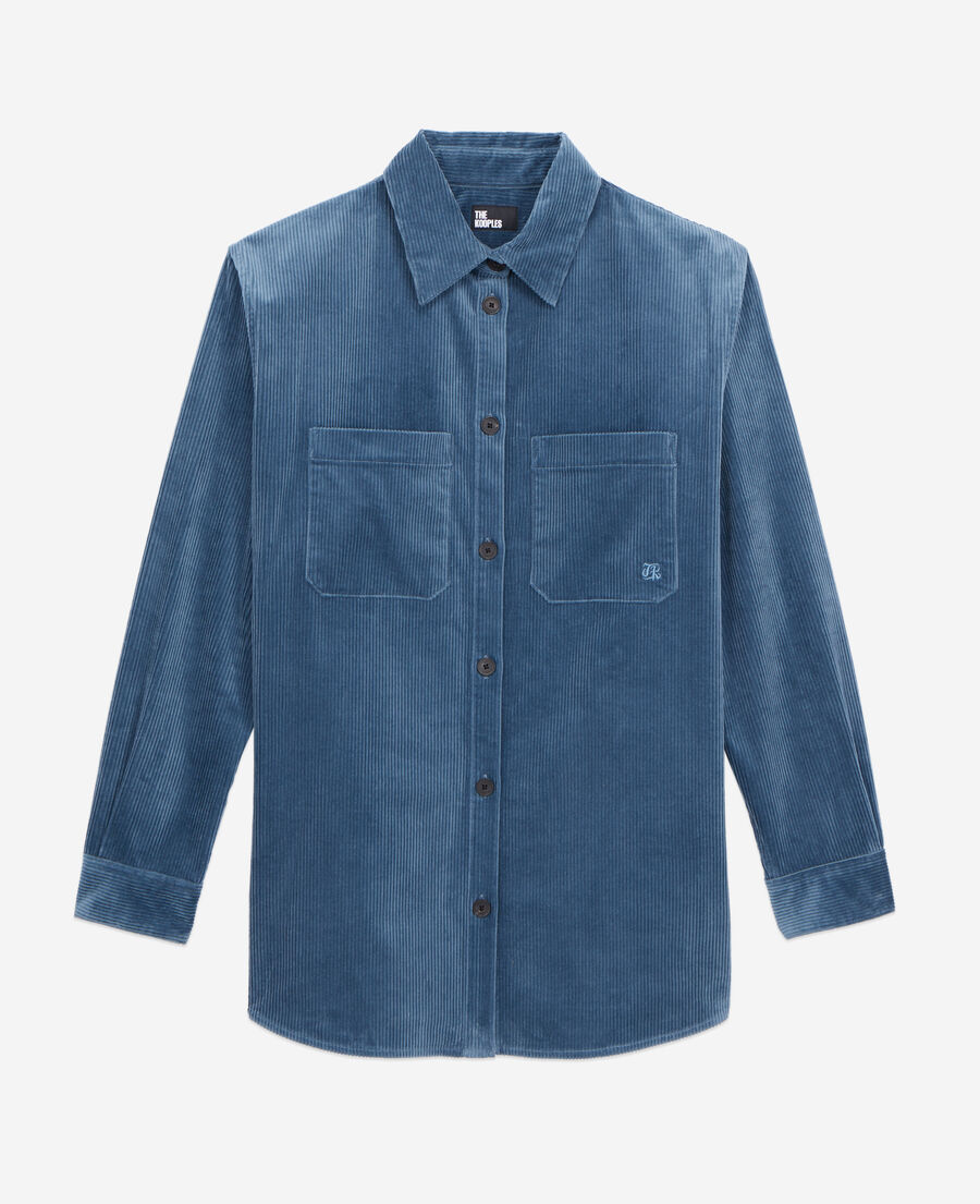 The Kooples FEMME BLUE PETROL surchemise bleue en velours côtelé