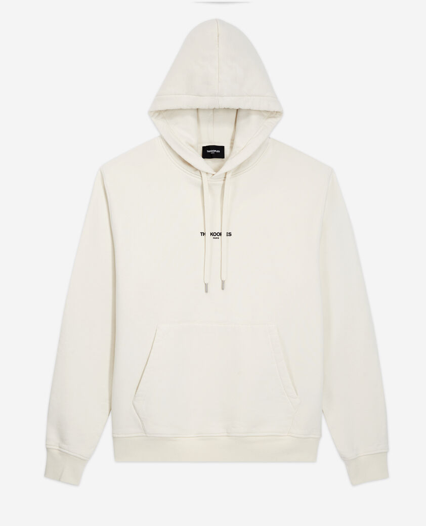 The Kooples HERREN OFF WHITE ecrufarbenes kapuzensweatshirt mit logo