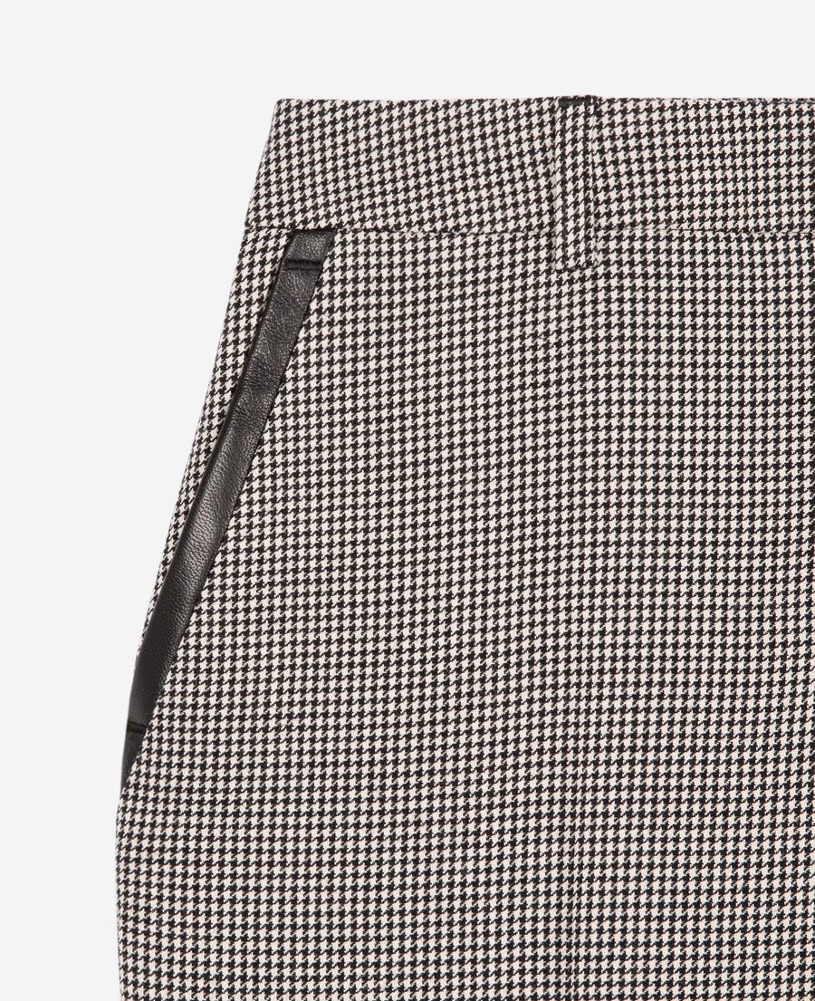 The Kooples WOMEN BLACK GREY black and white houndstooth tailored pants