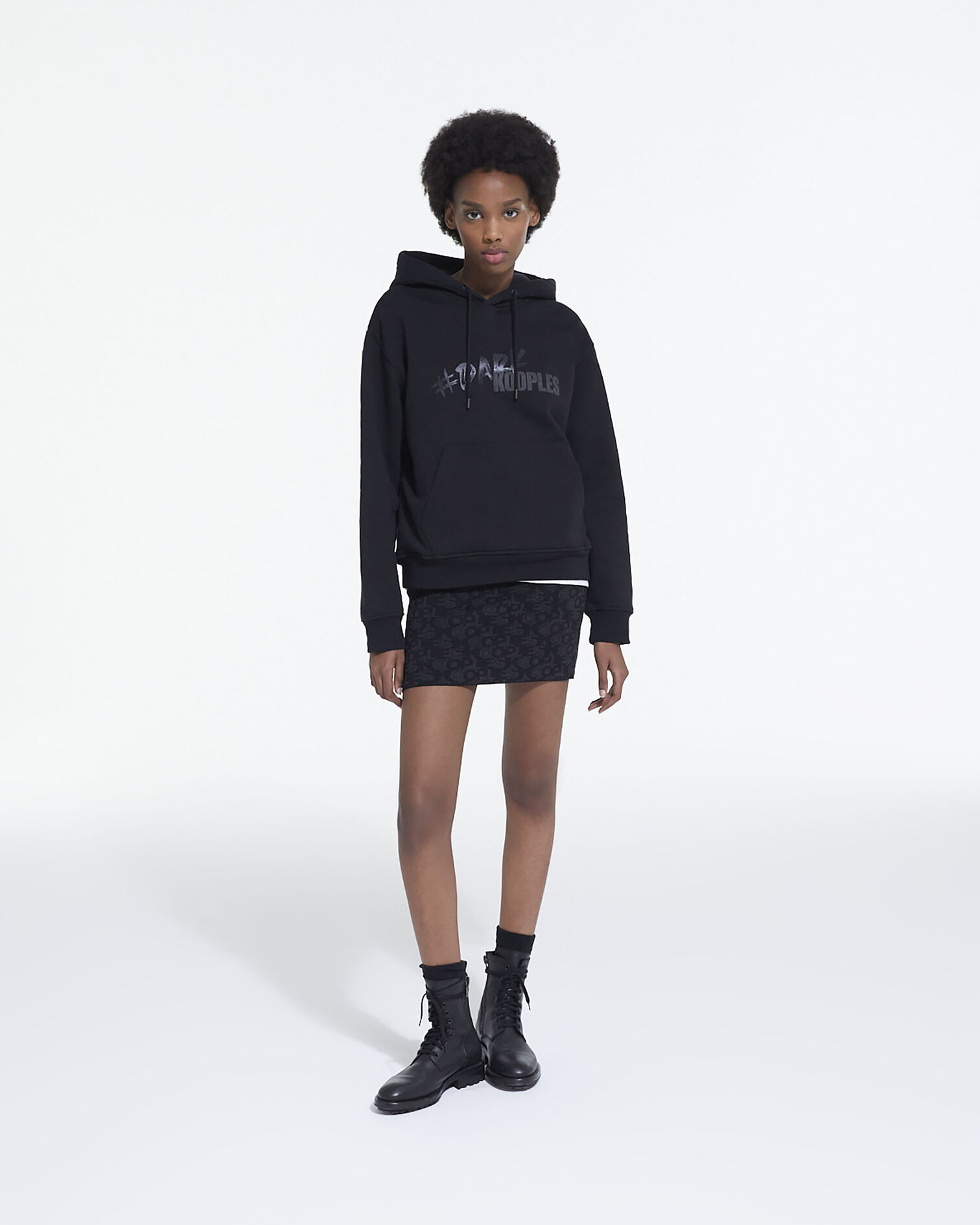 Black sweatshirt with The Kooples logo, BLACK, hi-res image number null