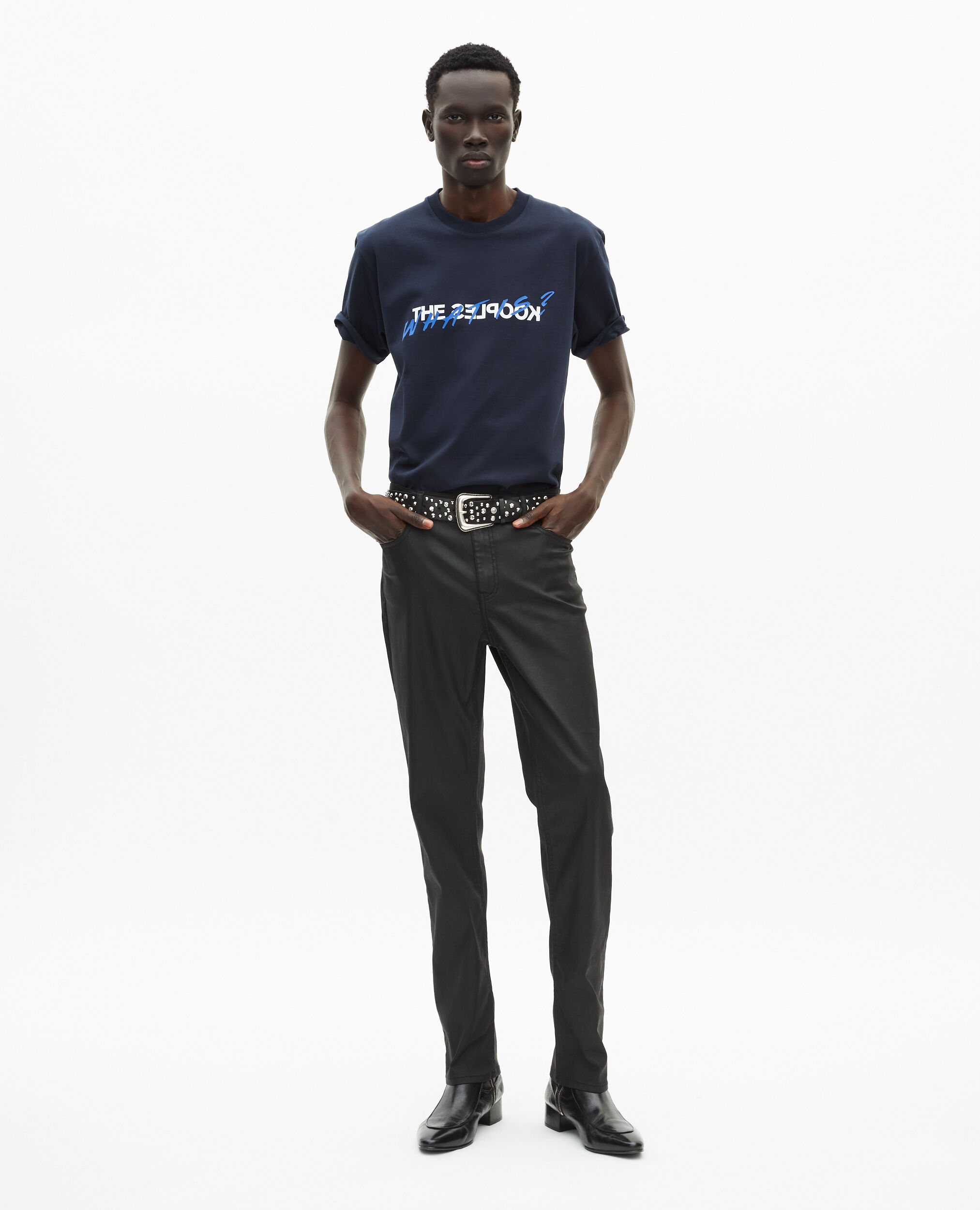 Black leather-effect skinny jeans, BLACK, hi-res image number null