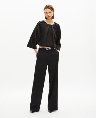 The Kooples WOMEN BLACK short cape-effect jacket in black satin