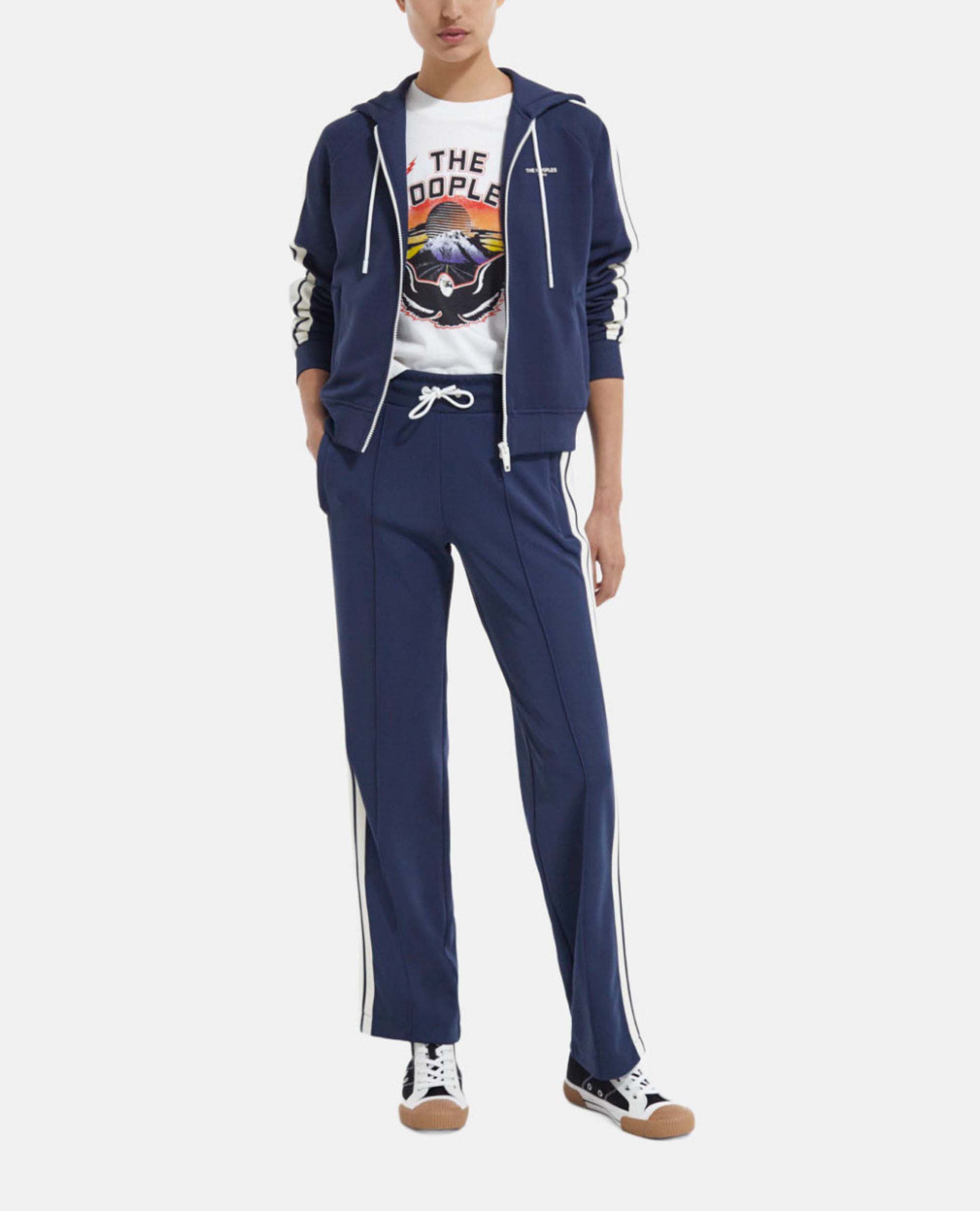 Navy blue zip-up sweatshirt