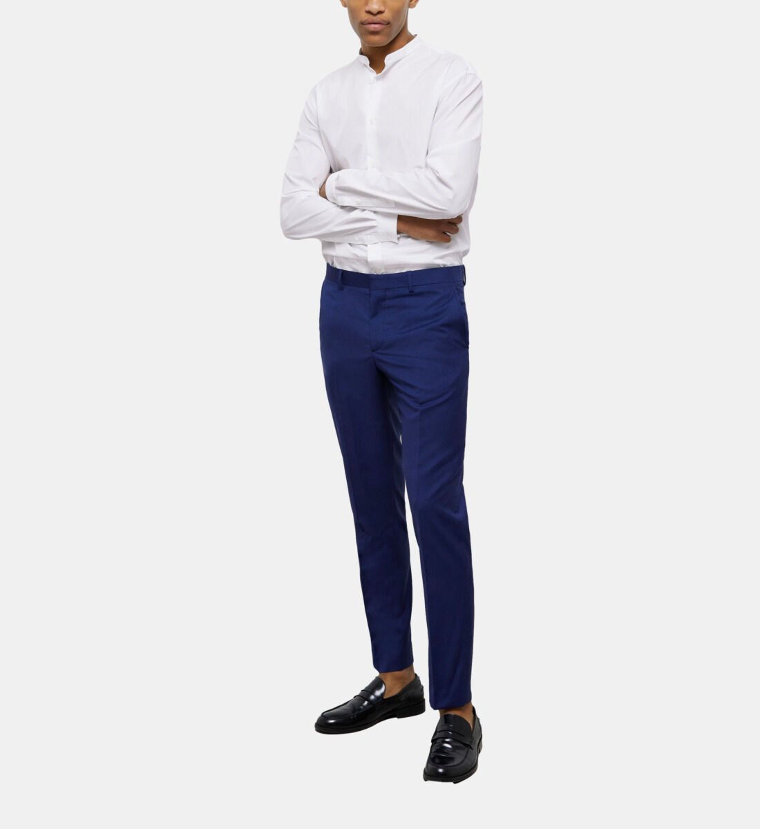 Navy blue suit pants with micro motif