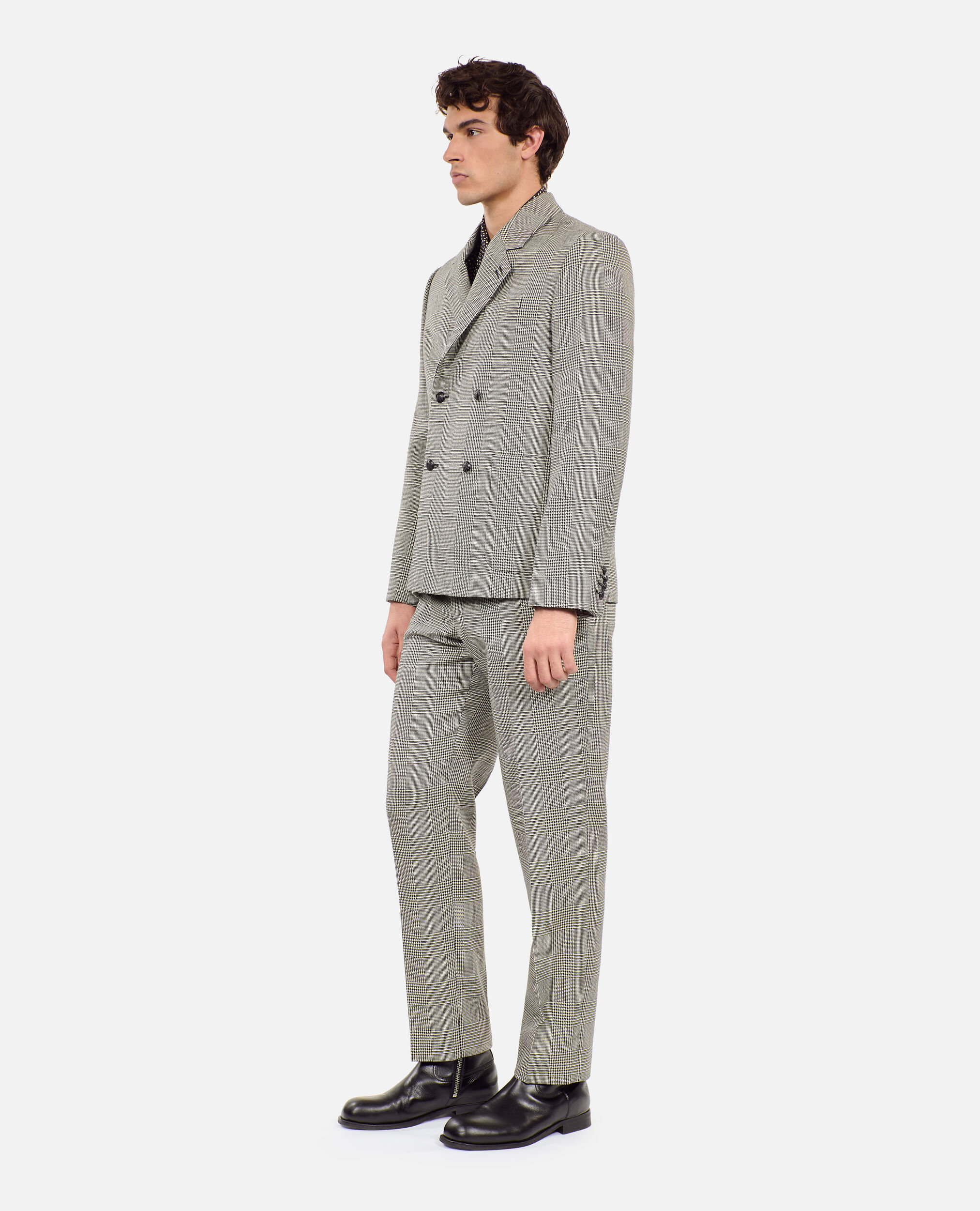 Black and white houndstooth wool suit jacket, BLACK WHITE, hi-res image number null