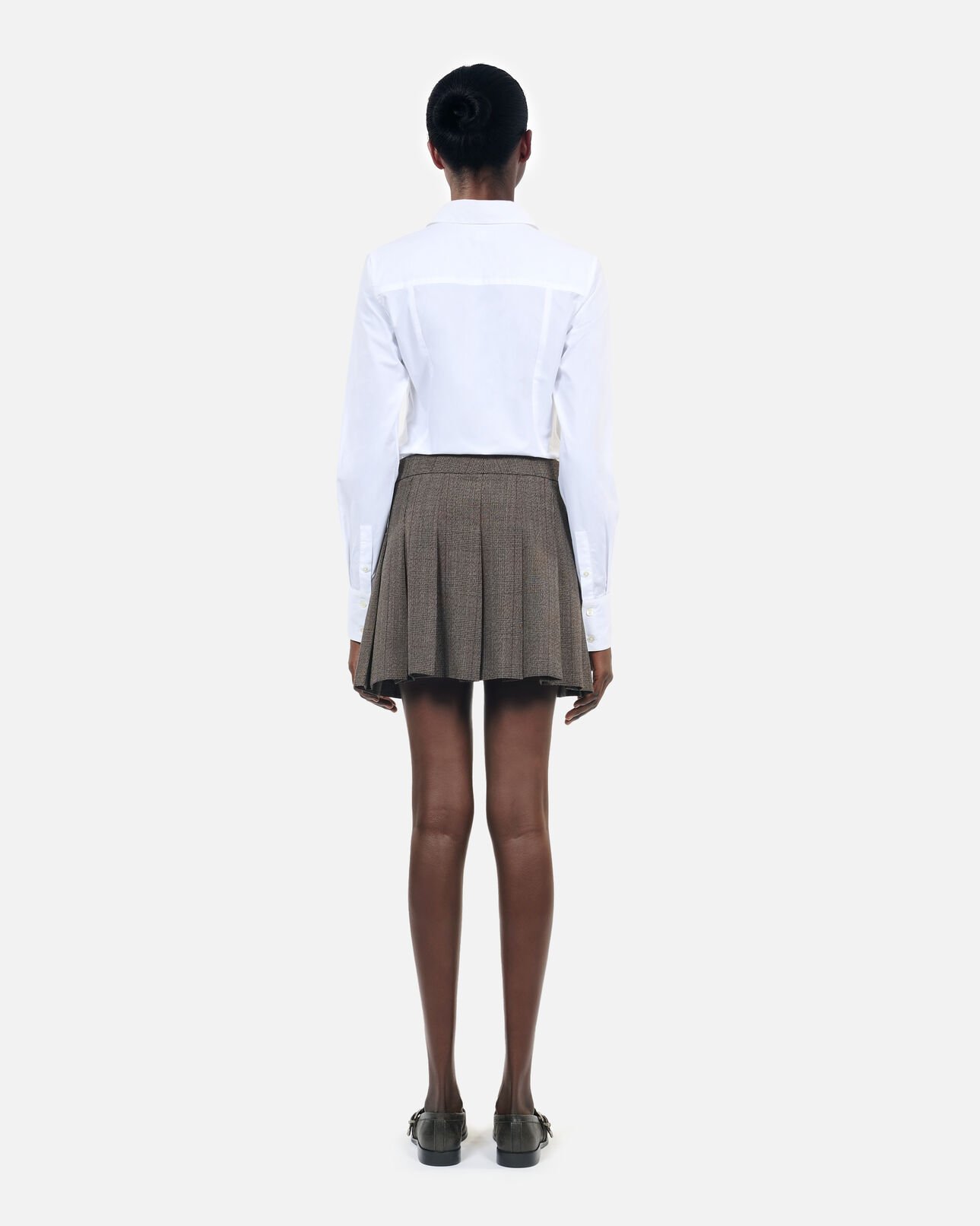 The Kooples WOMEN BROWN short prince of wales skirt in brown wool