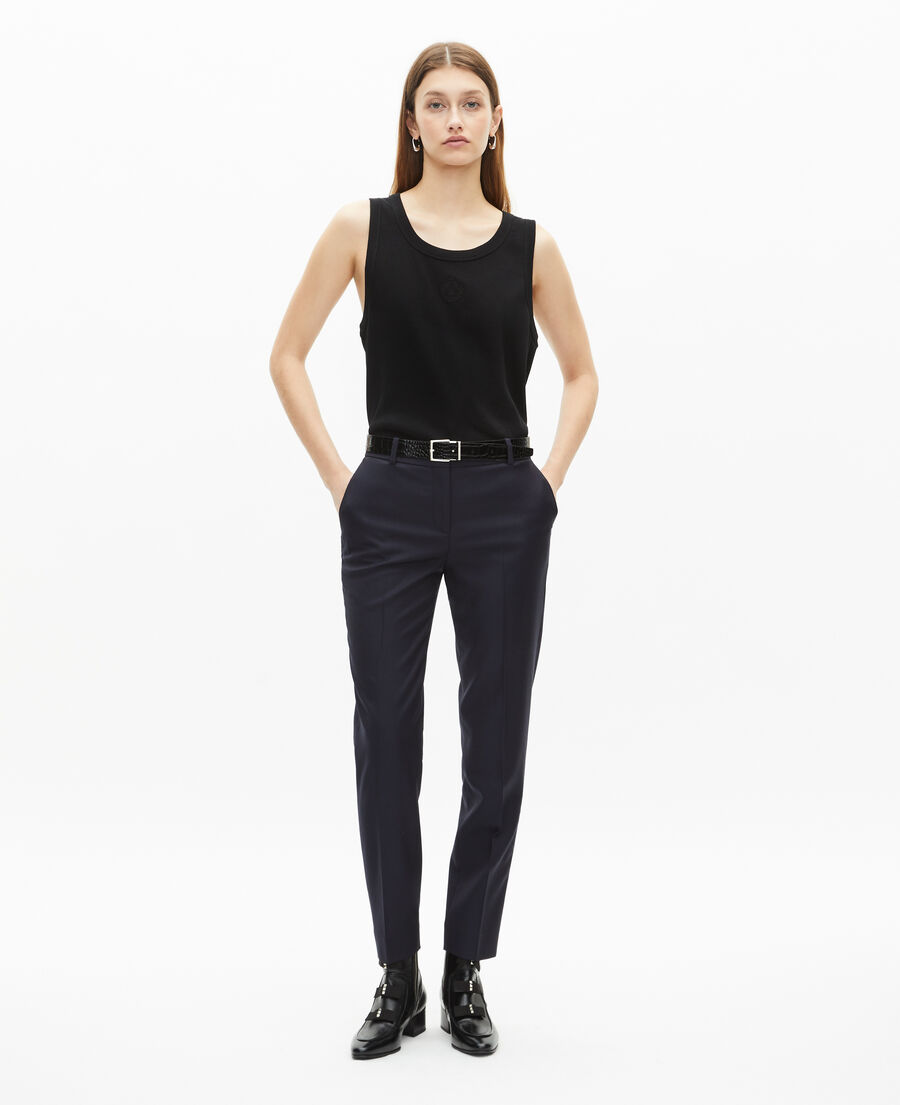 The Kooples DAMEN NAVY marineblaue slim-fit-hose aus wolle