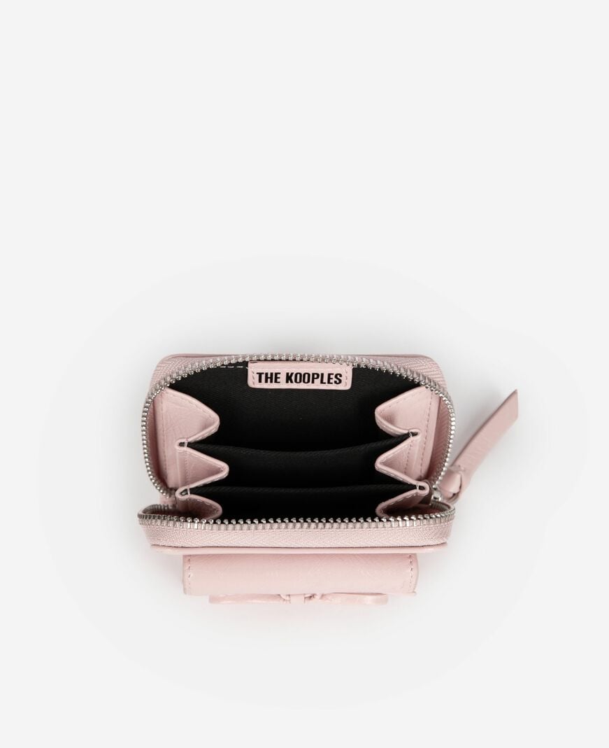 The Kooples FEMME PINK porte monnaie amelia en cuir rose