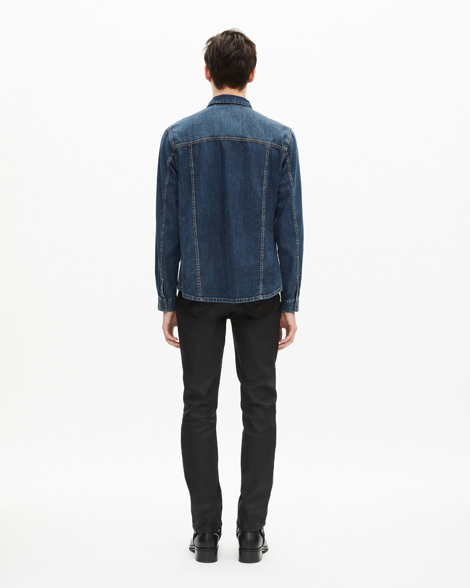 Long-sleeved denim shirt, MEDIUM BLUE, hi-res image number null