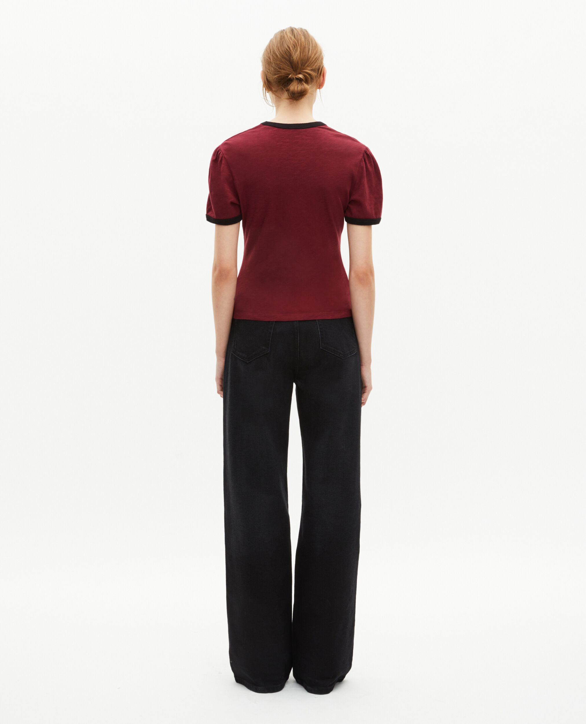 T-Shirt mit rotem Strass-Siebdruck, WINE RED, hi-res image number null
