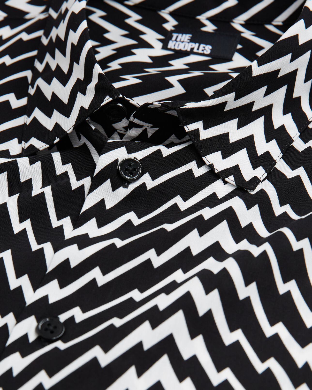 The Kooples MEN BLACK WHITE printed classic-collar shirt