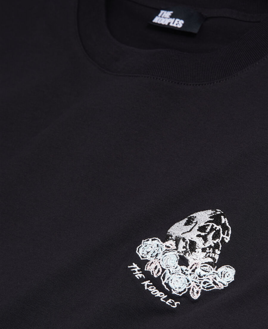 Men's black t-shirt with vintage skull embroidery | The Kooples