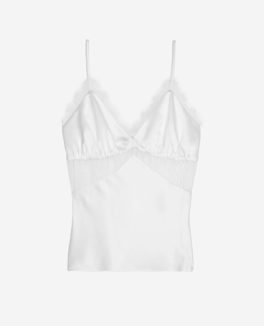 The Kooples FEMME ECRU caraco en soie avec dentelle écru