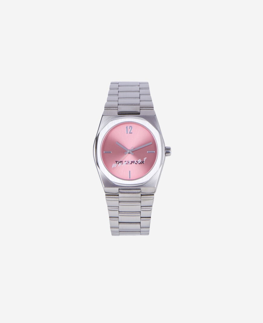 The Kooples UNISEX SILVER was ist eine silberne uhr mit rosa zifferblatt