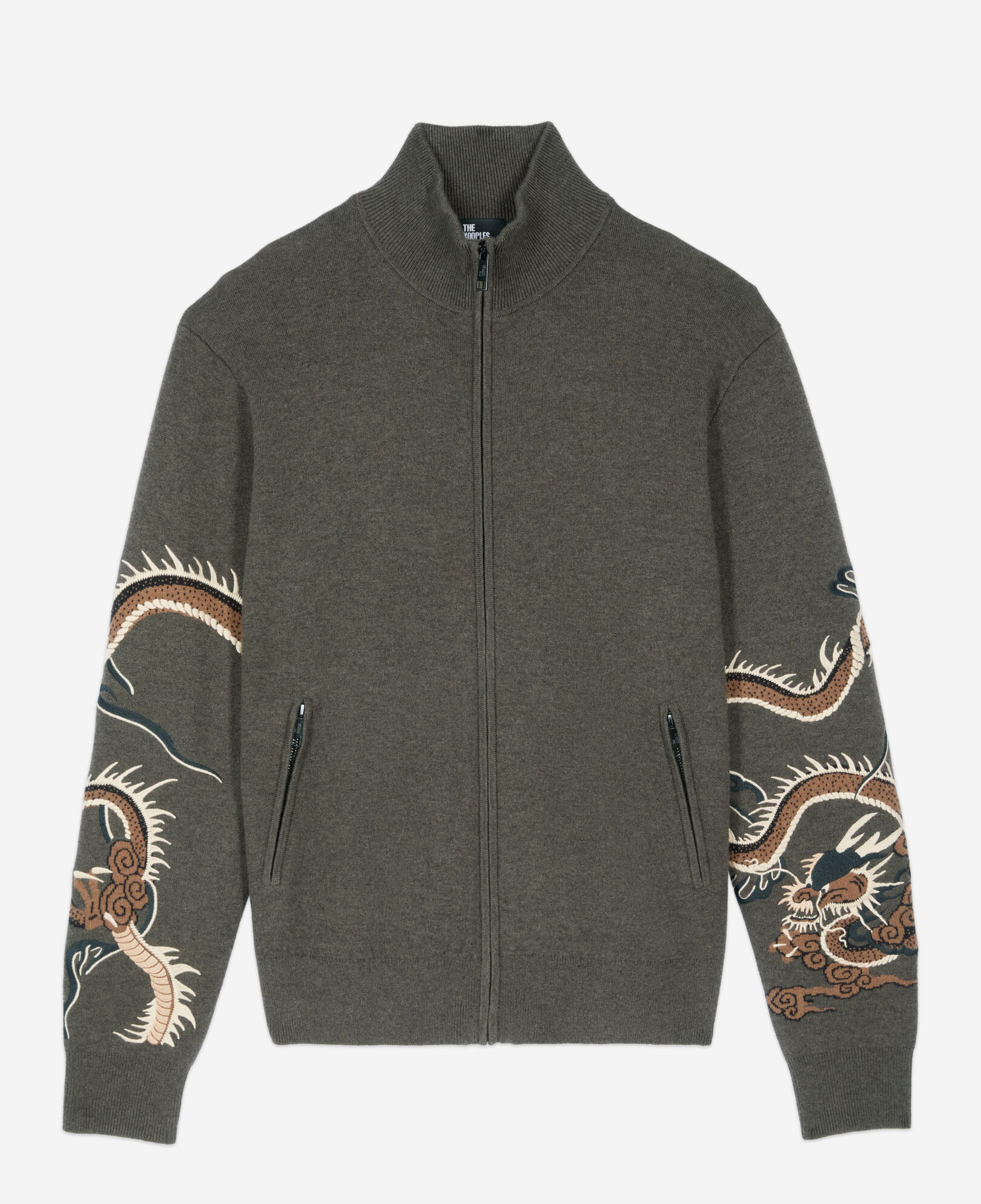 The Kooples MEN KAKI khaki wool blend cardigan