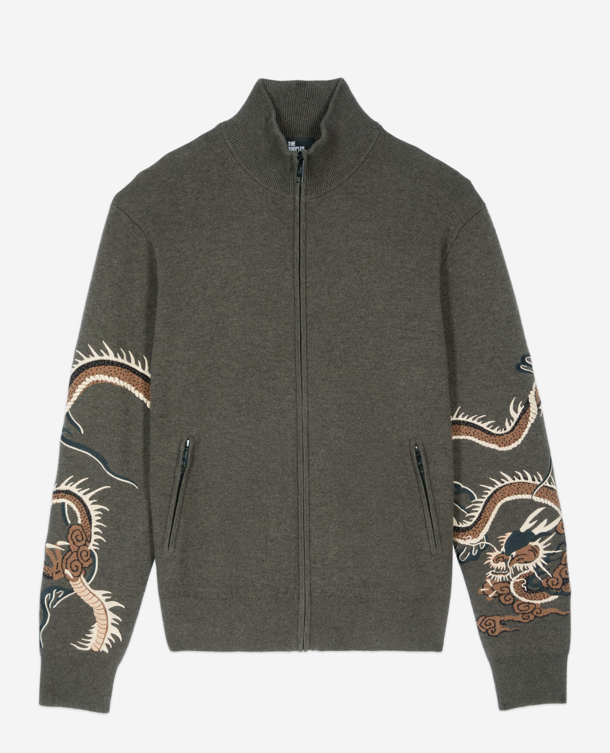 Khaki wool blend cardigan, KAKI, hi-res image number null