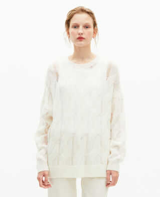 The Kooples FEMME ECRU pull à torsades en laine mélangée écru