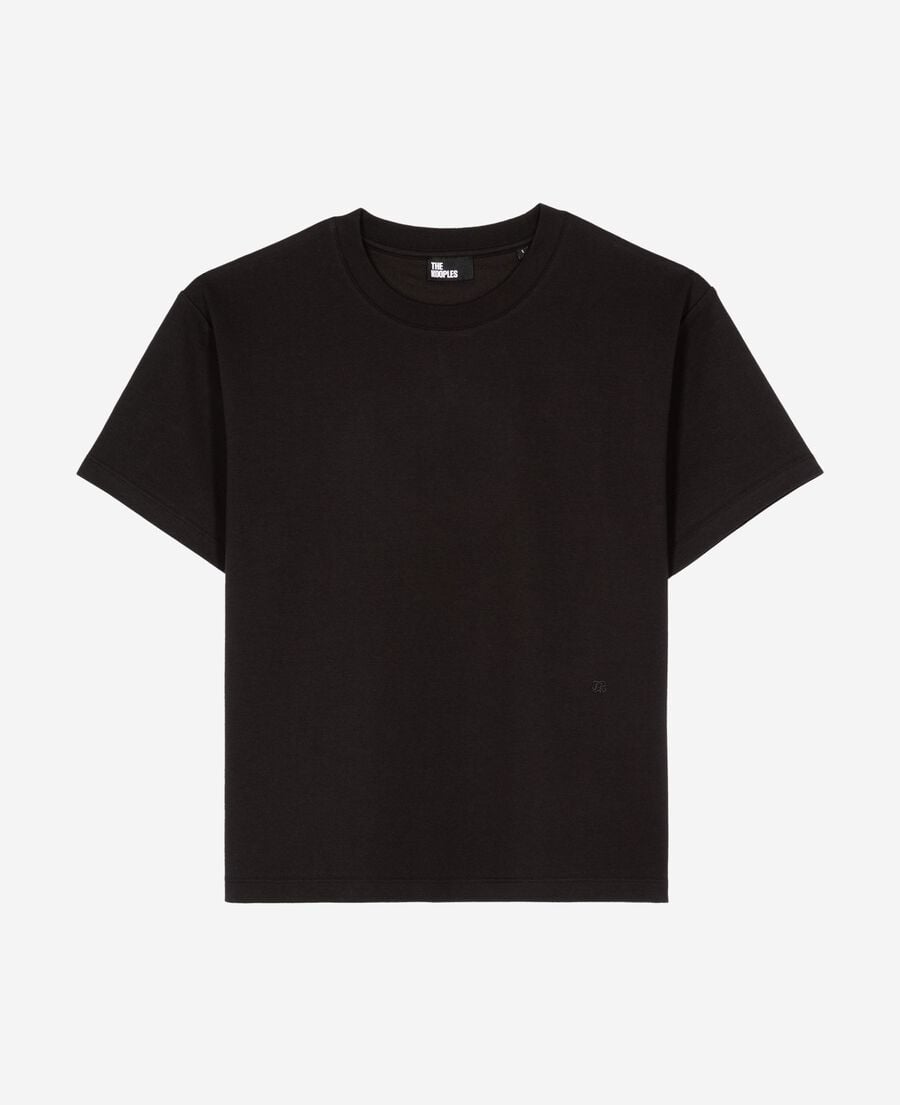 The Kooples FEMME BLACK t-shirt droit en coton m&eacute;lang&eacute; noir