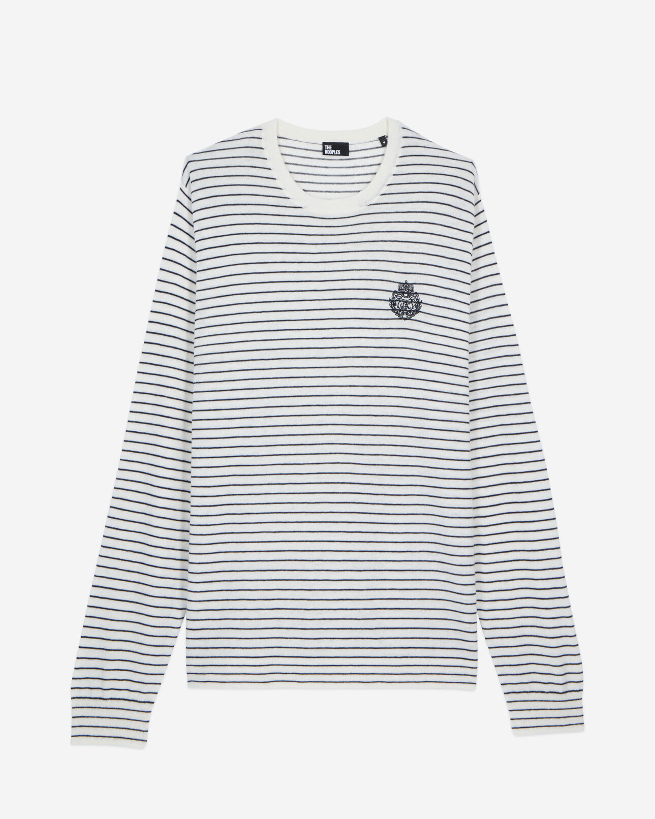 The Kooples HOMBRE WHITE / BLUE jersey escudo rayas lana cachemira