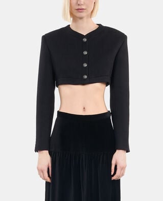 The Kooples WOMEN BLACK black wool and cotton jacket