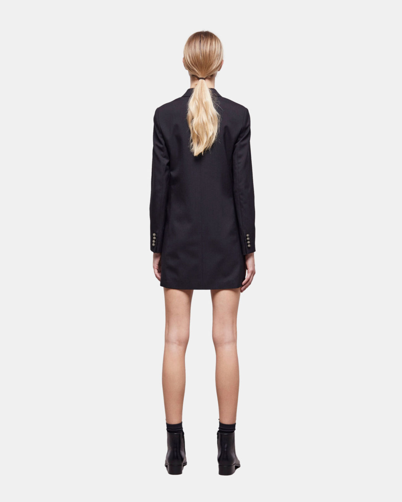 The Kooples FEMME BLACK robe courte en laine noire