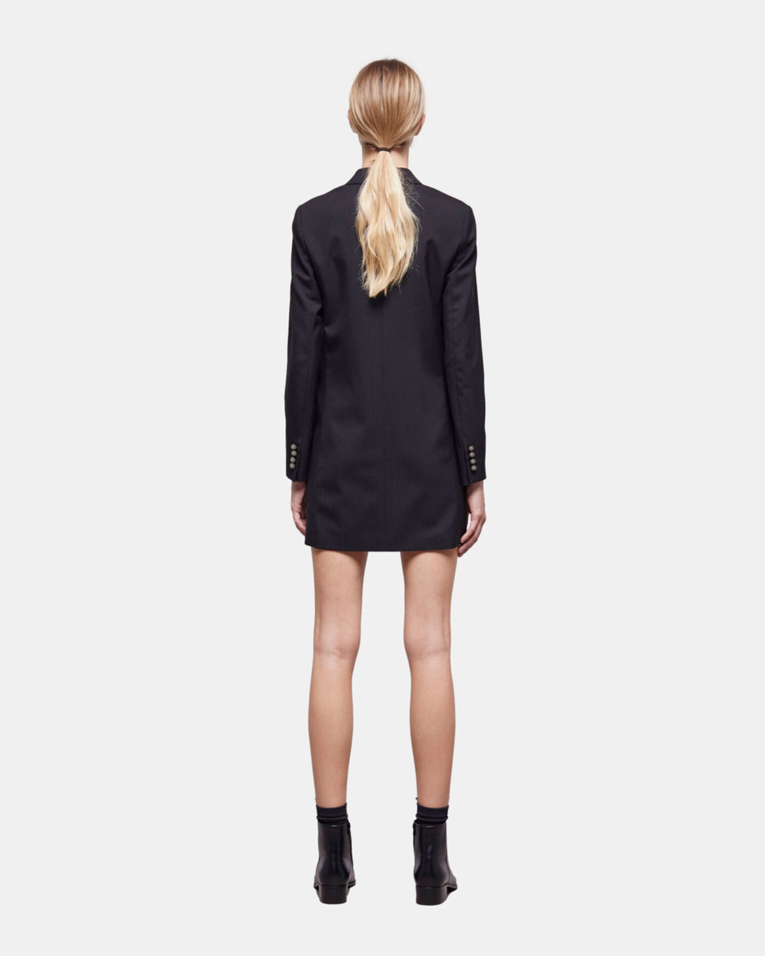 Robe courte en laine noire, BLACK, hi-res image number null