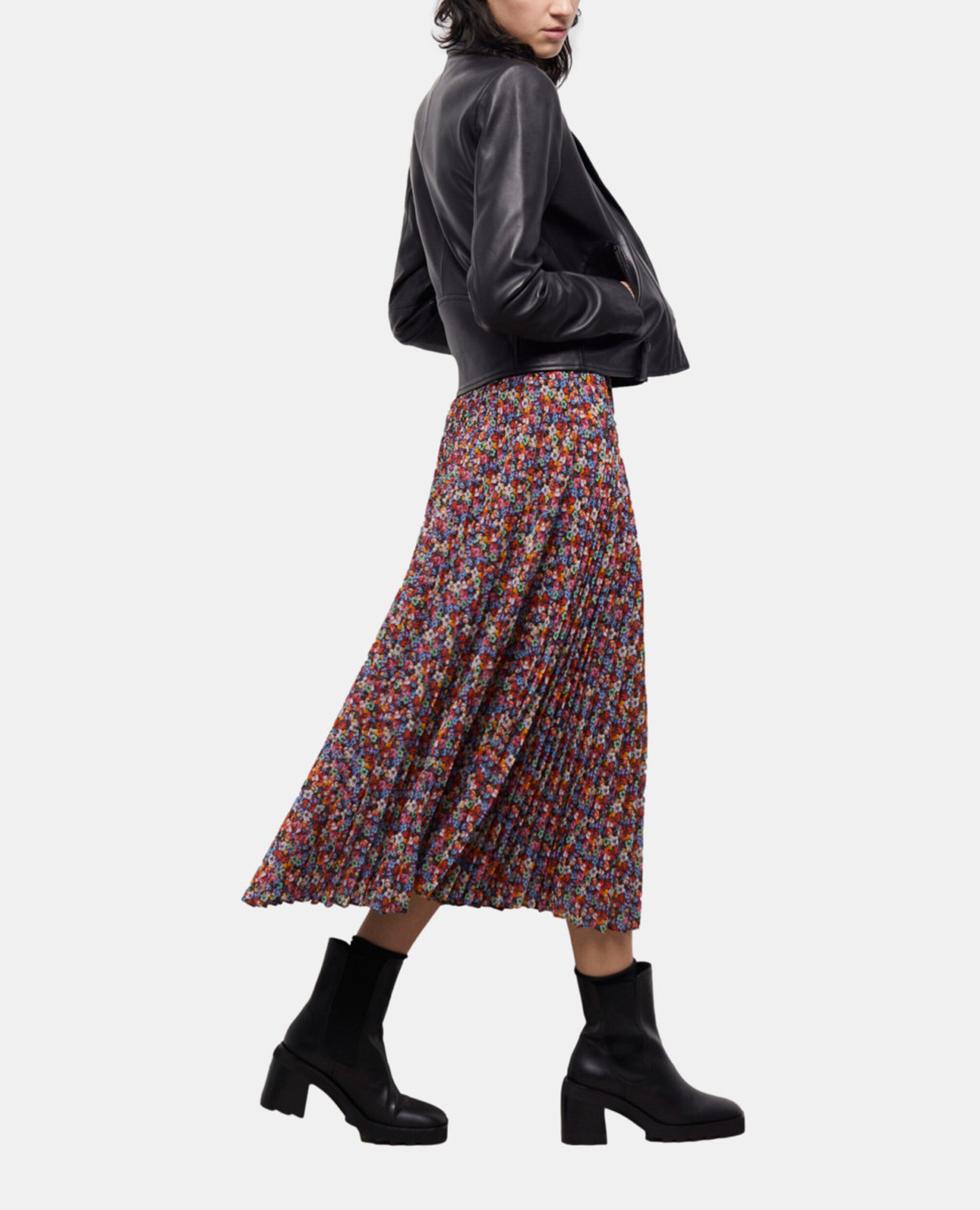 Long multicolor pleated dress, MULTICOLOR, hi-res image number null