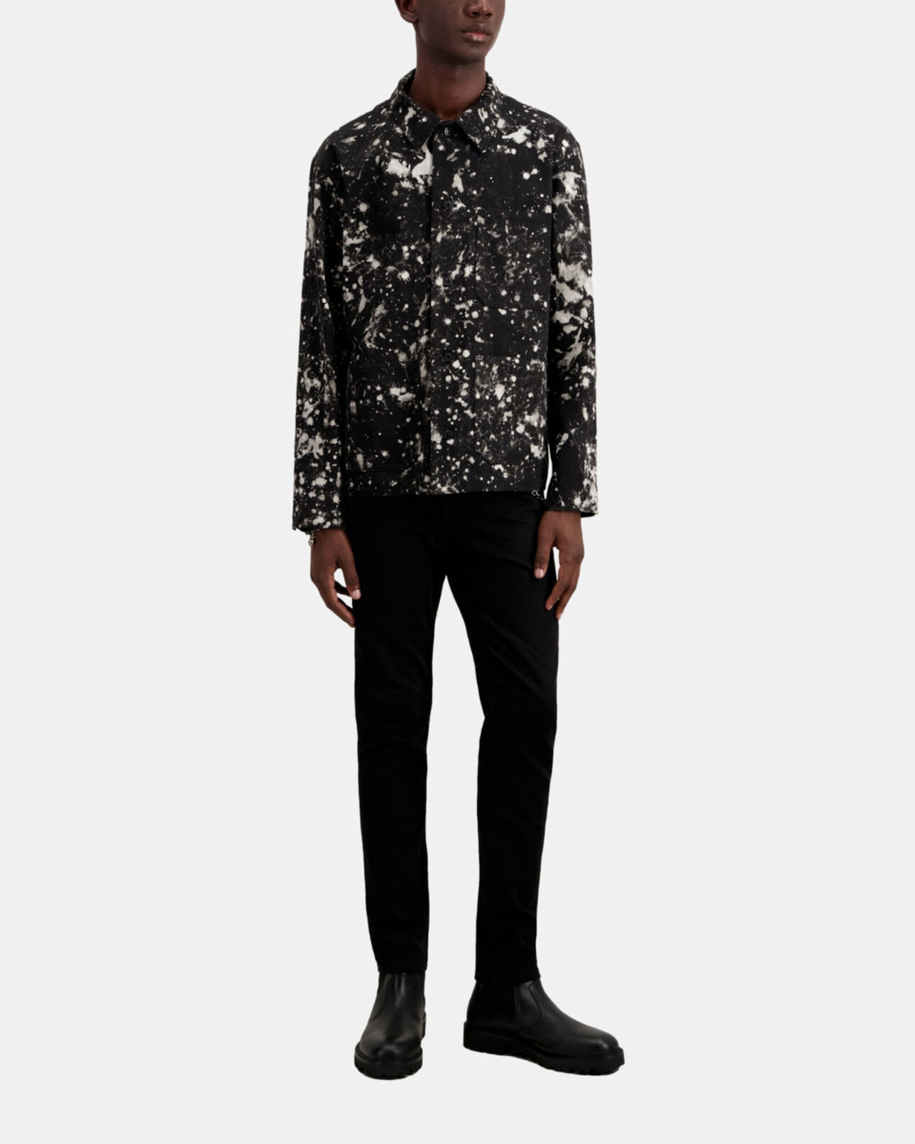 The Kooples HERREN BLACK schwarze hemdjacke aus verschwaschenem denim