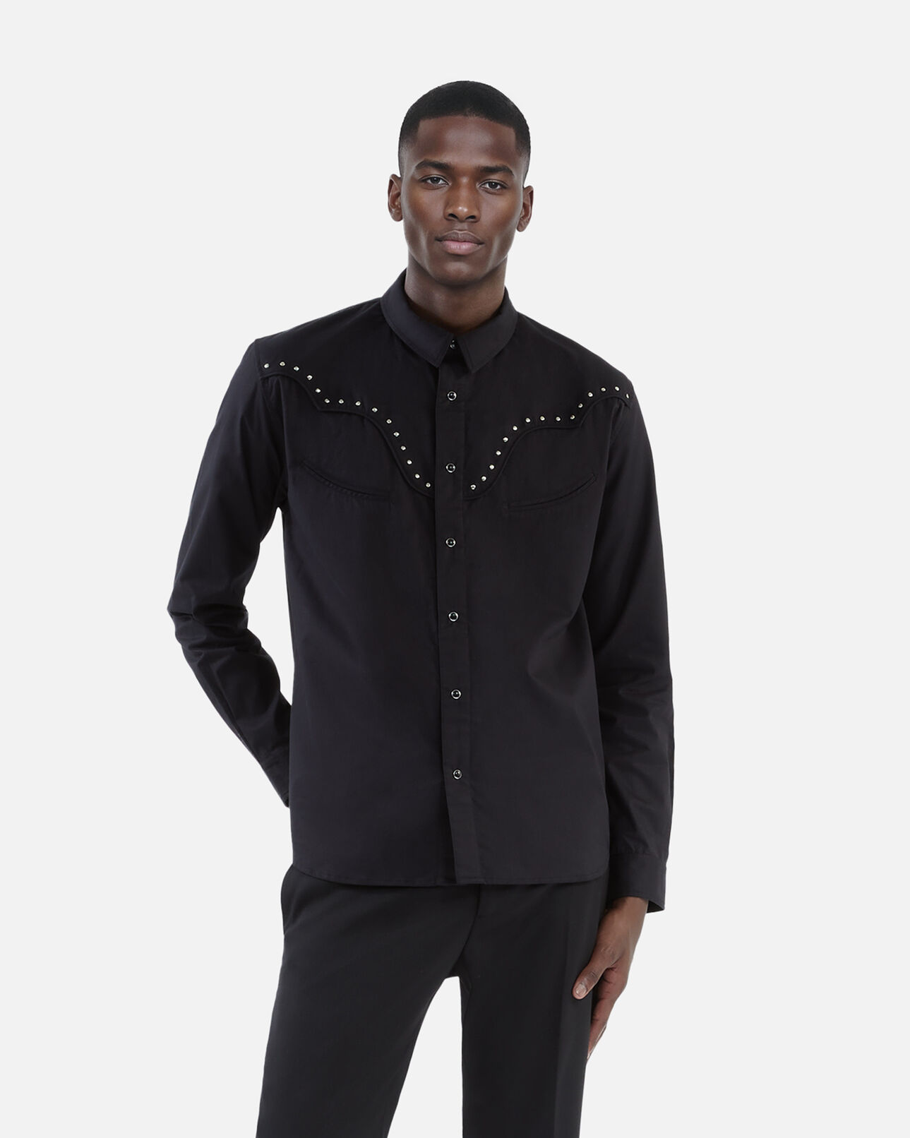 The Kooples HOMME BLACK chemise style western noire